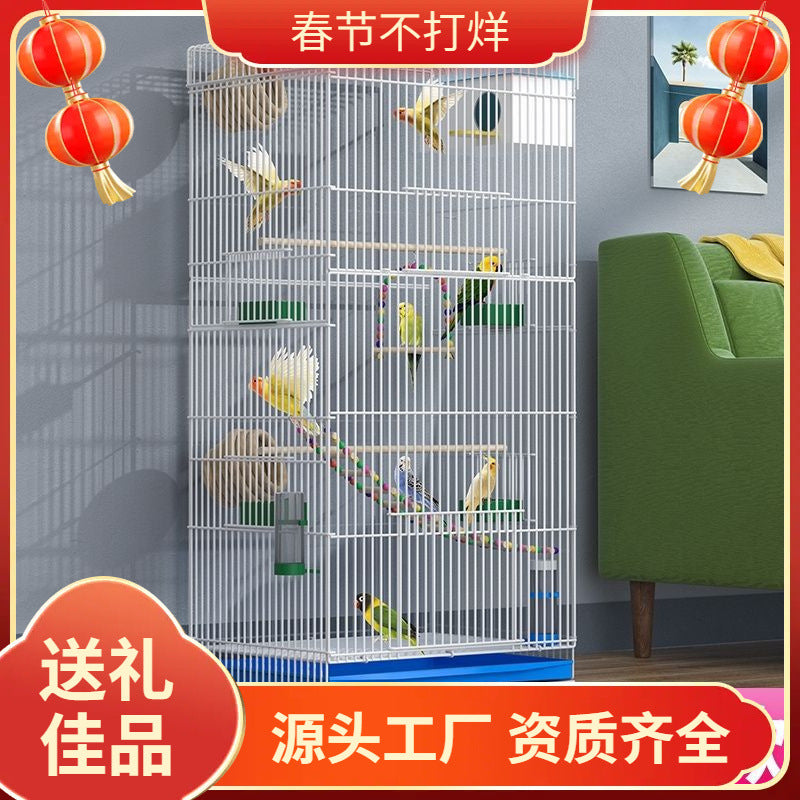 Tall Bird Cage for Parrots, Cockatiels, Peonies, and Tiger Skins - Large Breeding Cage with Enhanced Security