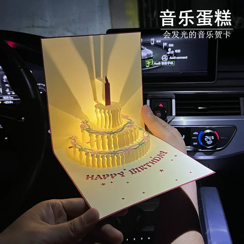 3D Pop-Up Musical Birthday Card with LED Light for Couples, Friends, and Family