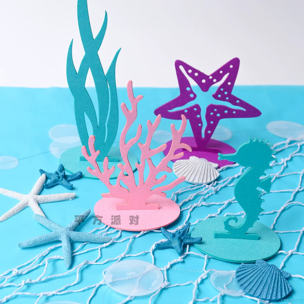 Mermaid Theme Party Decoration Set with Felt Ornaments and Balloons