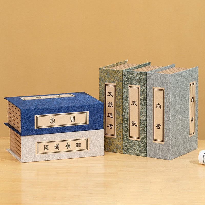 New Chinese Style Linen Faux Book Decor for Shelves and Displays