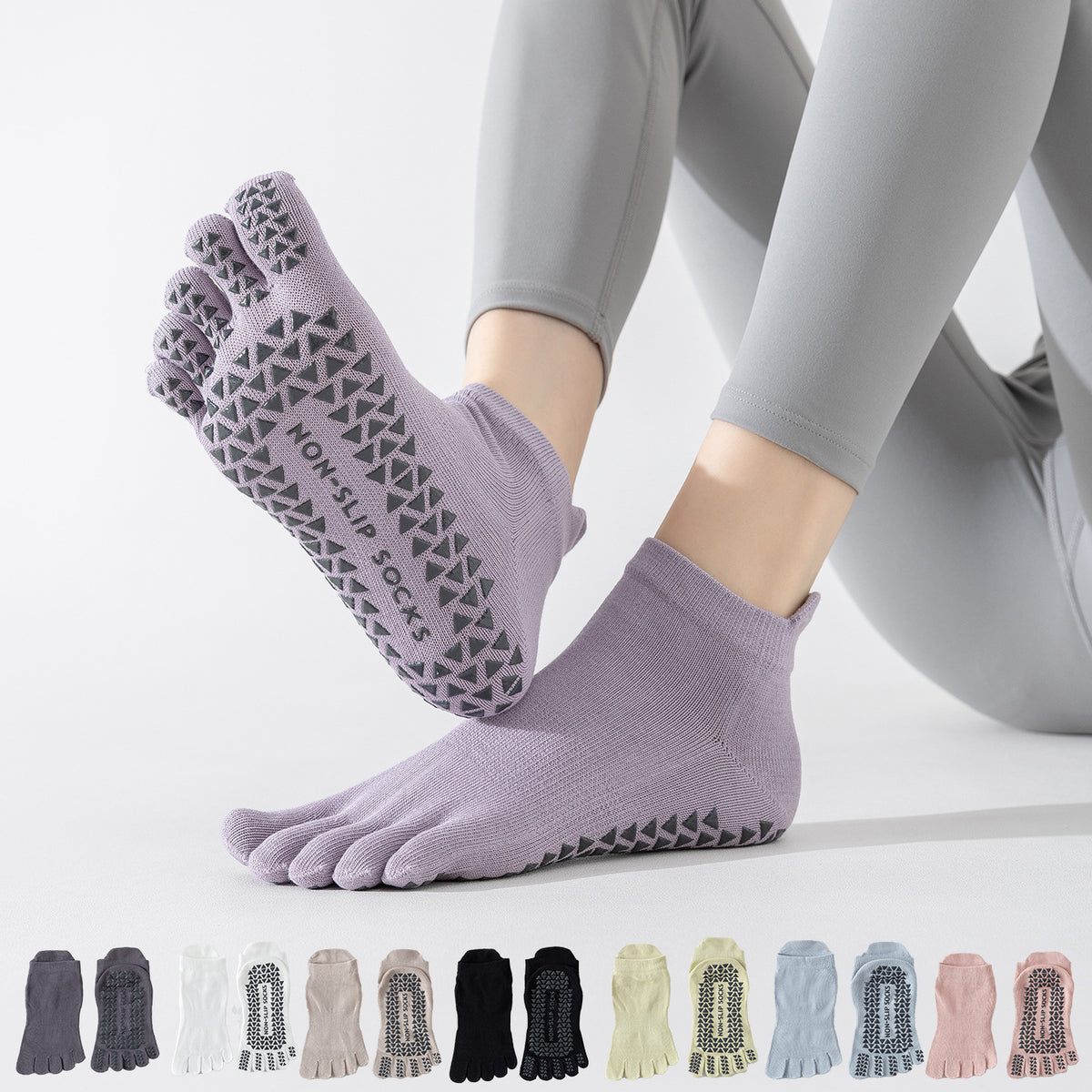 Women's Non-Slip Five-Toe Yoga Pilates Socks for Fitness and Indoor Workouts