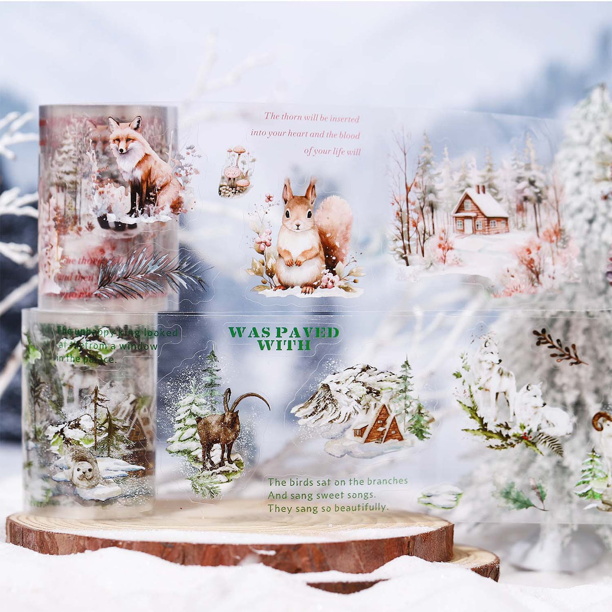 Winter Forest PET Tape for DIY Scrapbooking and Journaling, 6 Designs