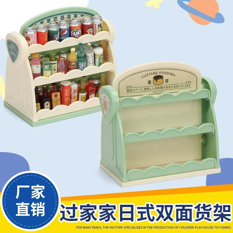 Miniature Double-Sided Display Shelf for Dollhouse