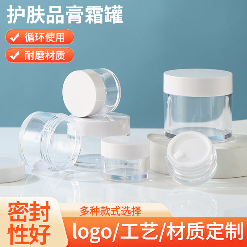 Thick-Walled PS Cream Jar with White Lid for Eye Cream Samples, 10g-80g