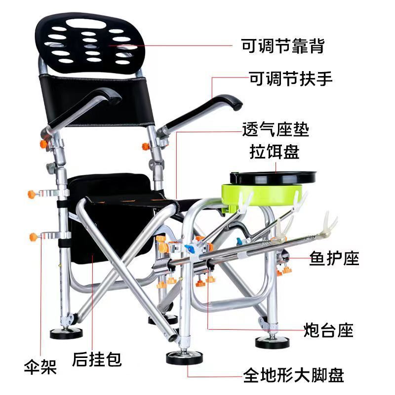 Fishing Chair Backpack Tackle Bag Multi-functional Storage for Outdoor Angling
