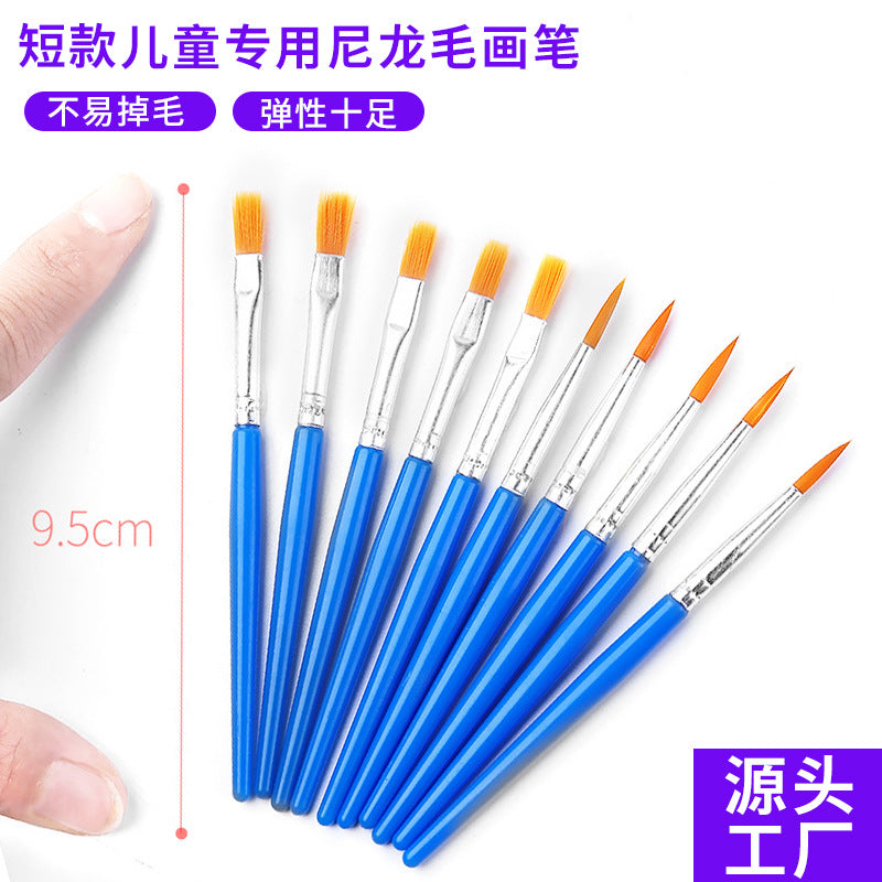 Kids Nylon Flat Head Paint Brushes for Watercolor, Gouache, Acrylic, and Detailing