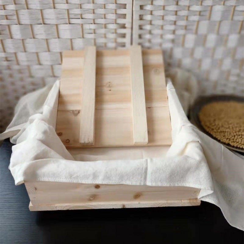 Wooden Tofu Press Mold with Cloth for Homemade or Commercial Use