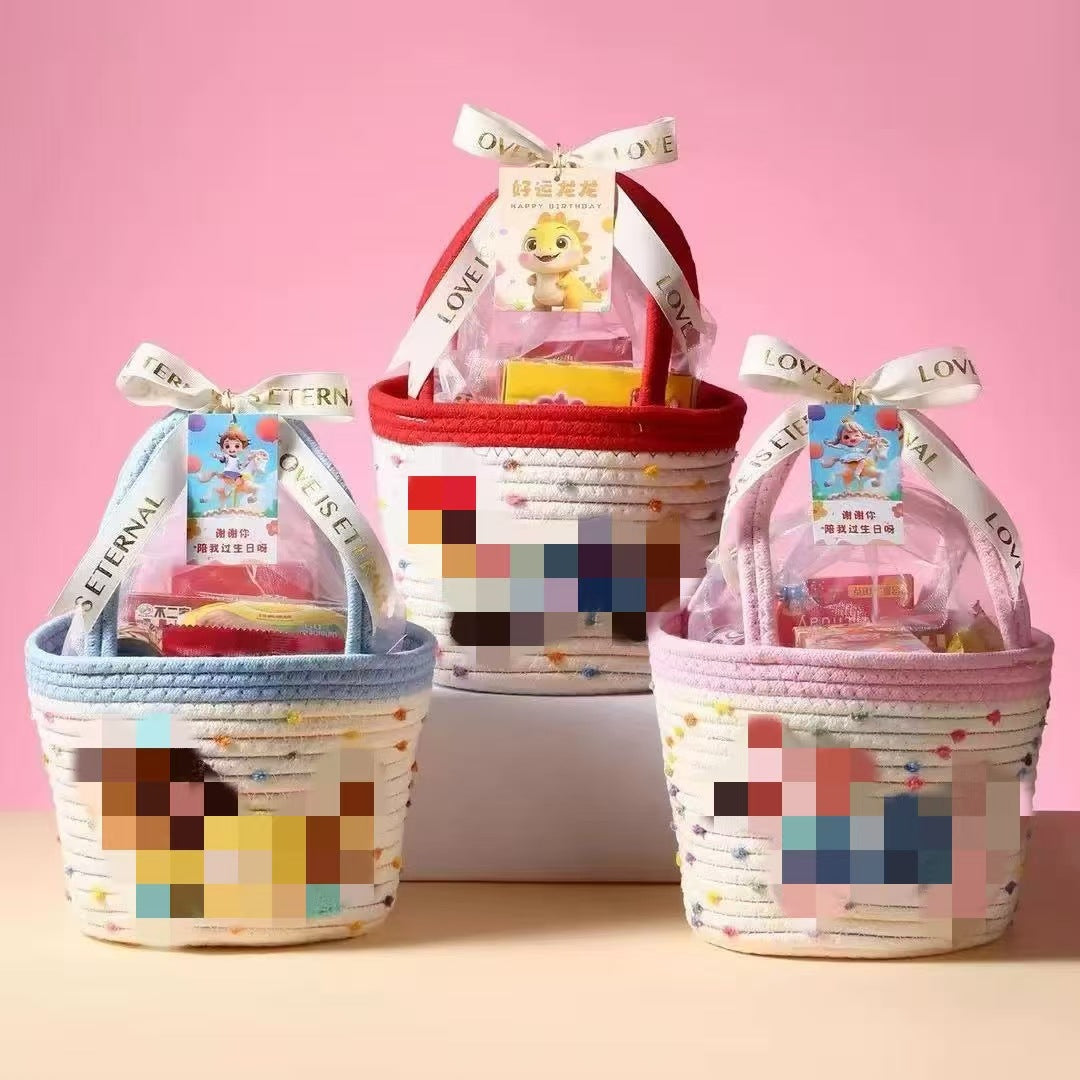 Dachshund Cotton Rope Woven Storage Basket Tote, Large Capacity Handheld Basket for Home Storage and Gifts
