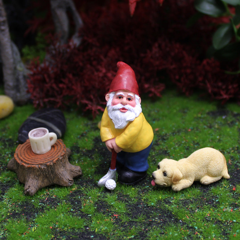 Miniature Golfing Gnome Figurine for Christmas Garden Decor