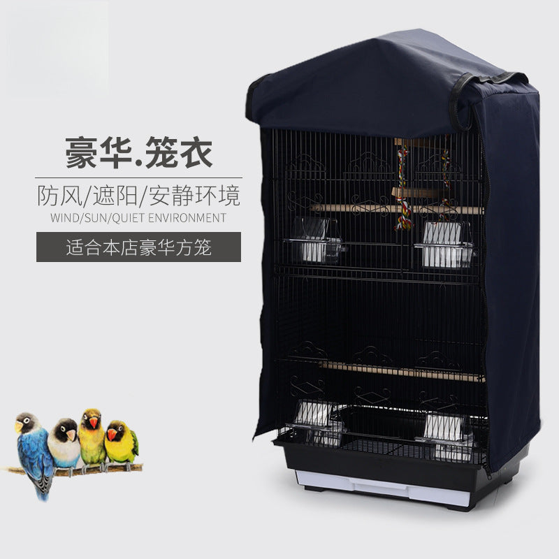 Luxury Bird Cage Cover Windproof Sunshade for Square Cages, Nylon Birdcage Drape