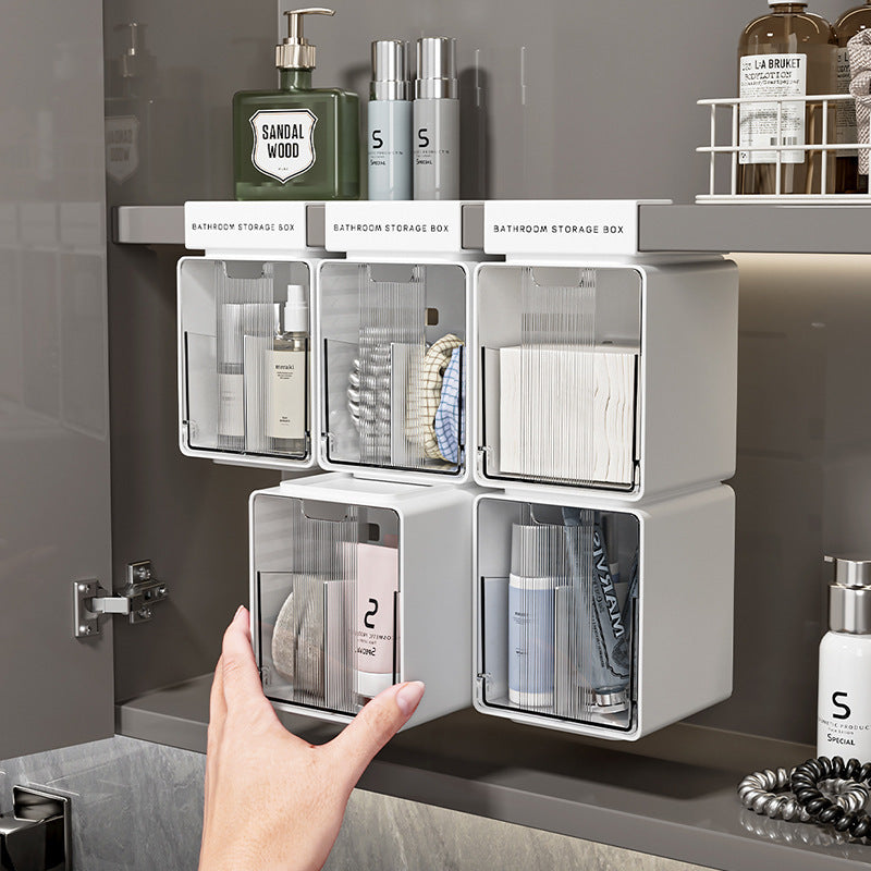 Bathroom Mirror Cabinet Organizer for Cosmetics and Cotton Swabs