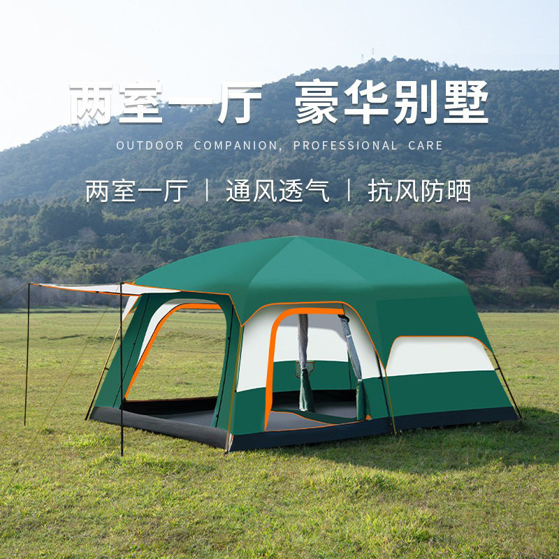 Large 2-Room 5-12 Person Family Camping Tent with Sun Protection and Waterproofing