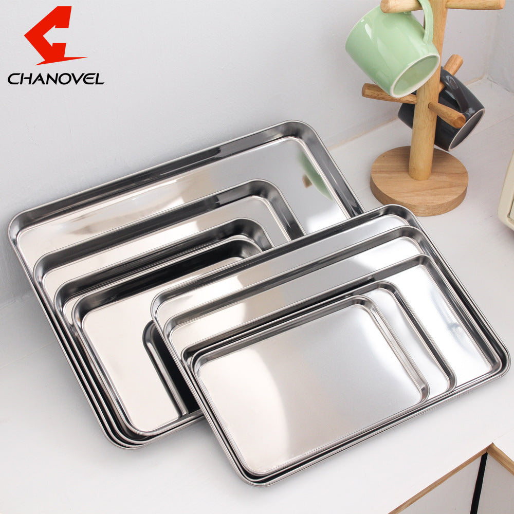 Stainless Steel Rectangular Steamed Rice Noodle Roll Pan / Tray for Restaurant & Home Use
