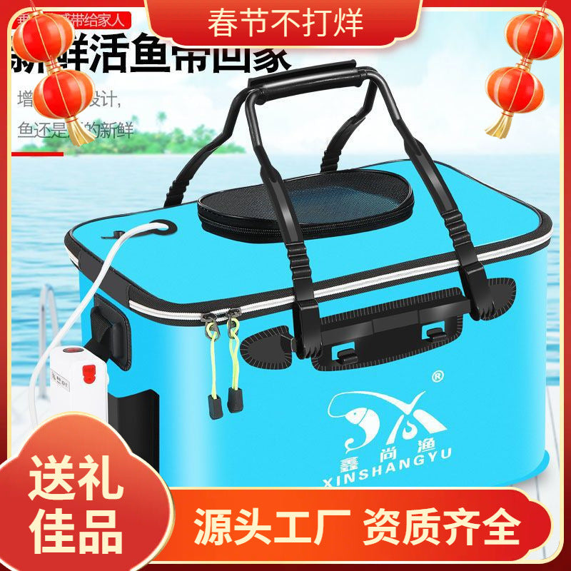 Portable Fishing Bucket Live Fish Box Foldable Thickened Water Container for Outdoor Fishing