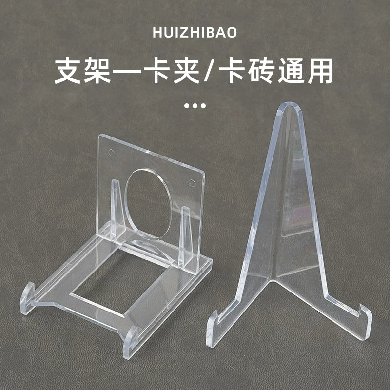 Acrylic Tripod Card Holder, Mini Shell Card Clip, Universal Transparent Display Stand