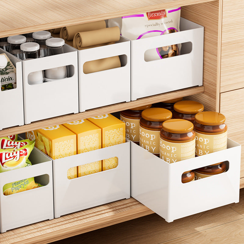 Japanese-Style Right-Angle Storage Bins for Kitchen Cabinets and Drawers, Desktop Organizer Baskets