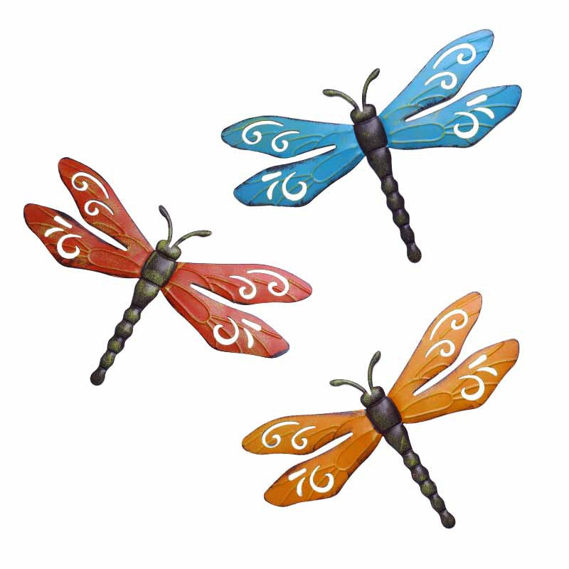Outdoor Vintage Iron Dragonfly Wall Decor for Garden Patio Balcony Kids Room