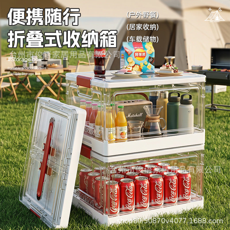 Foldable Transparent Storage Box for Home, Car, and Outdoor Use