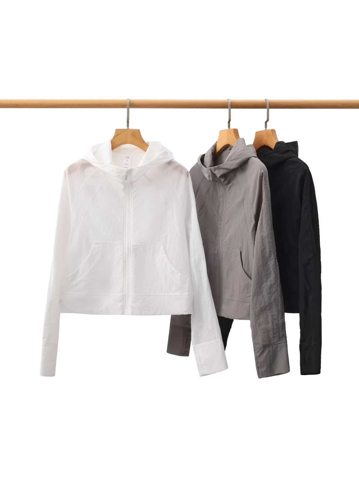 Women's Lightweight Hooded Sun Protection Jacket, Loose Fit Zip-Up Cropped Outdoor Windbreaker