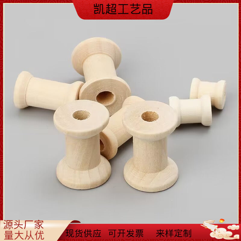 Handmade DIY Accessories Retro Wooden Spool Thread Holder Raw Wood Color