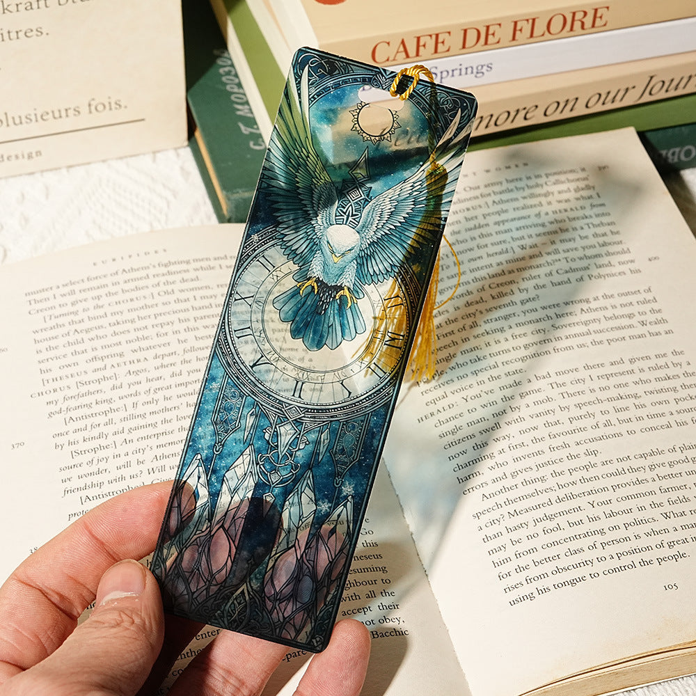 Translucent Christmas Holiday Bookmark with Tassel, Creative Colorful Transparent Student Gift Reading Book Marker