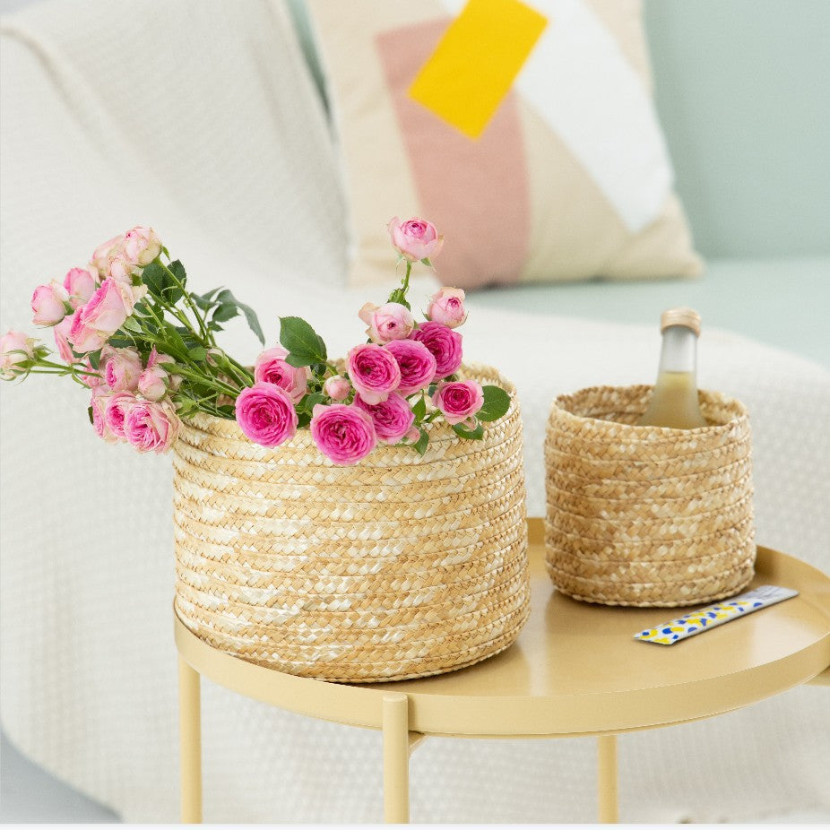 Woven Straw Storage Basket for Toys, Cosmetics, and Home Decor