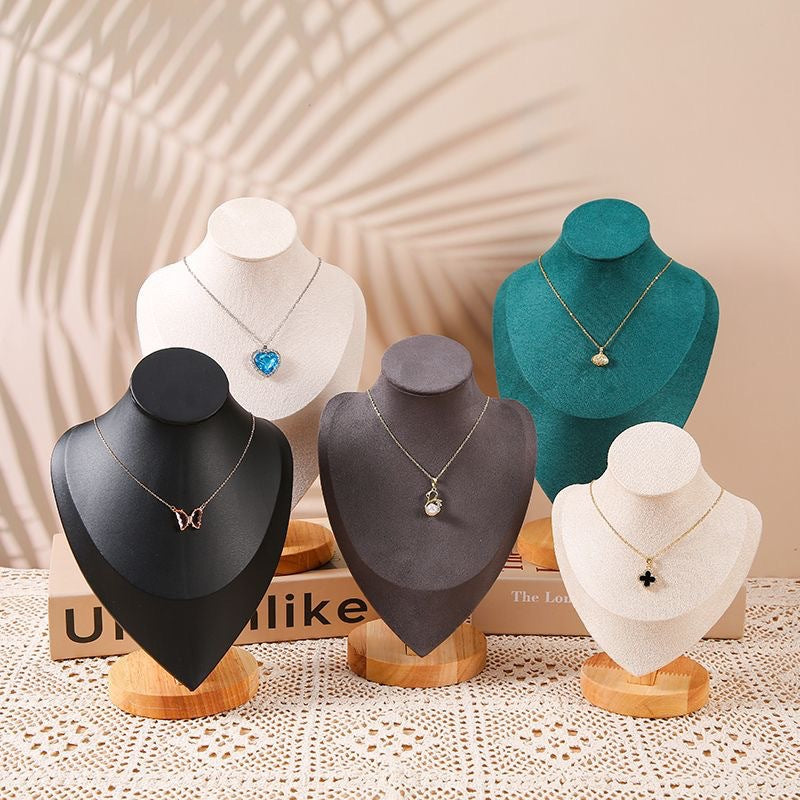 Wooden Mannequin Necklace Display Stand for Jewelry Store Window and Countertop
