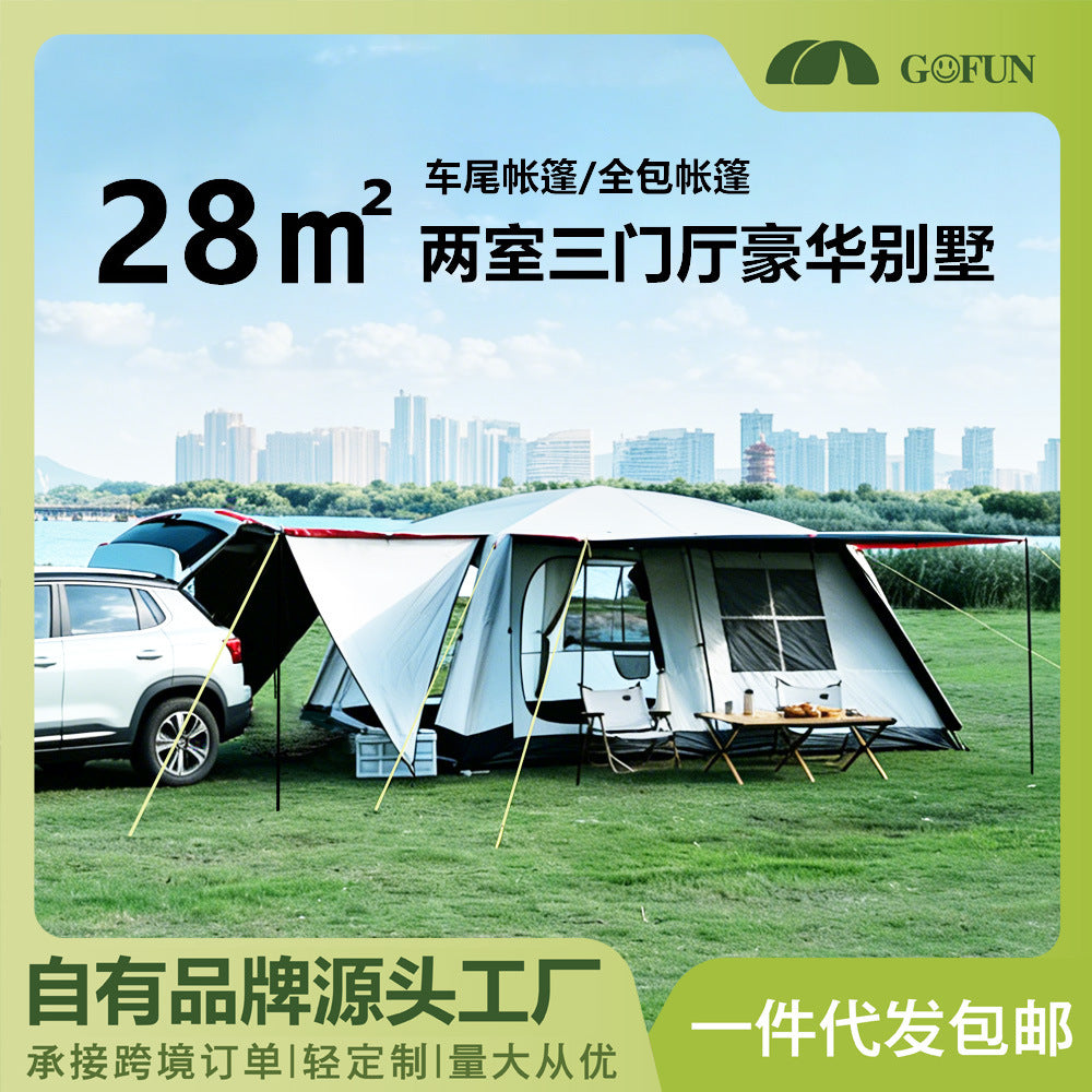 Gofun Outdoor 3-8 Person Blackout Car Tail Tent for Camping, Double Layer Waterproof Large Shelter