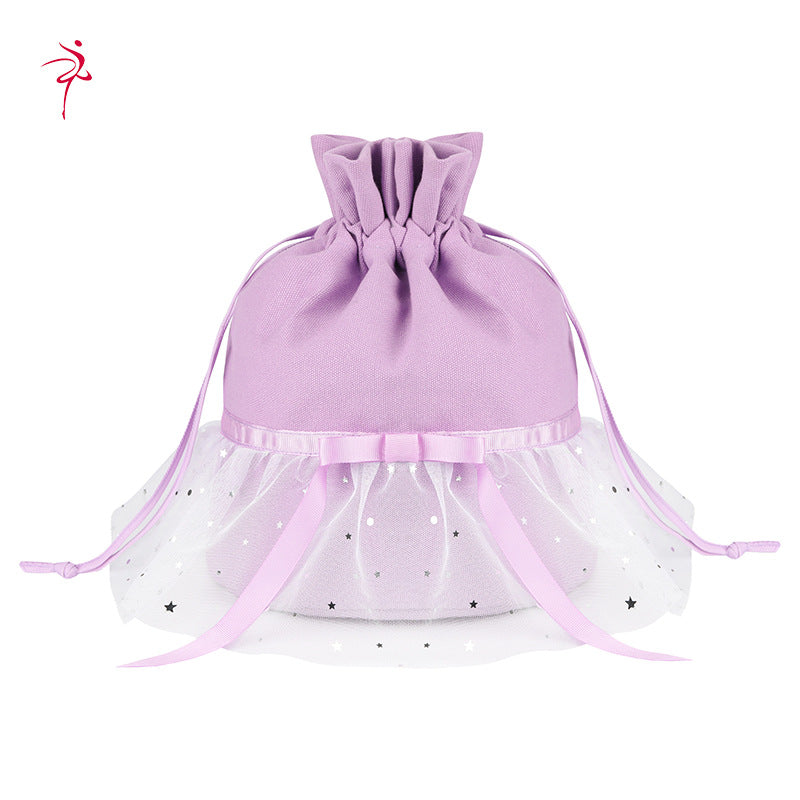 Girls' Ballet Dance Backpack with Sequin and Mesh Trim, Princess Style Barrel Bag for Kids