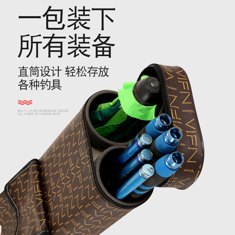 Waterproof Hard Shell Fishing Rod Bag with Pockets, Large Capacity Lure Rod Case