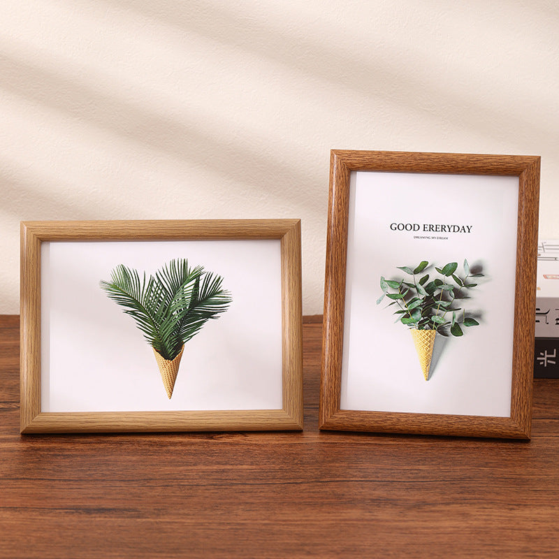 Wooden Photo Frame for 6, 7, 8, 10 Inch and A4 Pictures, Simple Curved Design