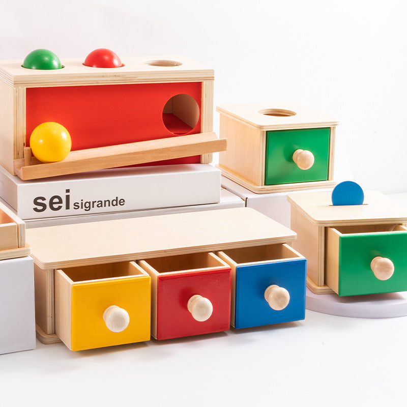 Montessori Wooden Ball Drop Drawer Box Educational Toy for Early Learning