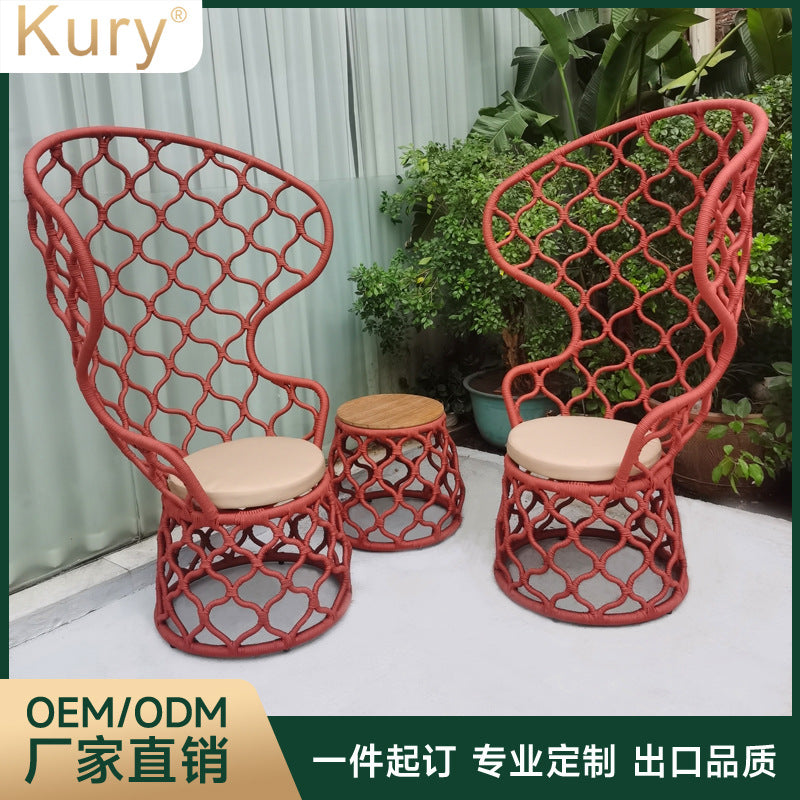 Kury Outdoor Patio Furniture Set Woven Strap Chairs Balcony Leisure Garden Set