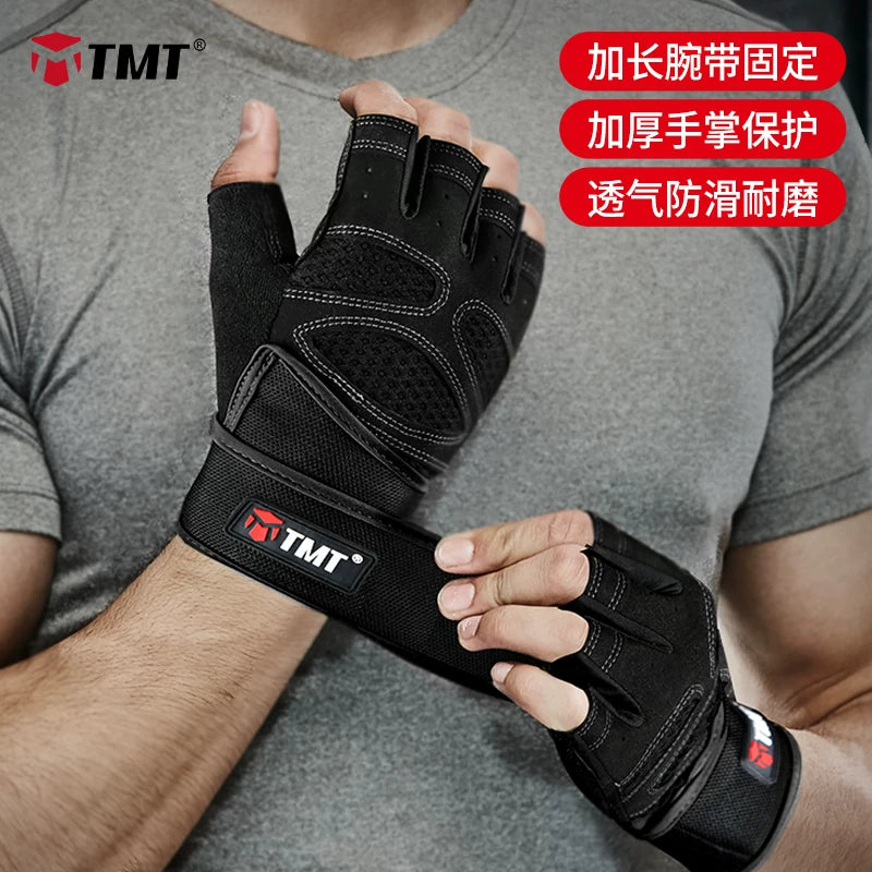 Workout Gloves with Wrist Support for Weightlifting, Pull-ups, and Gym Training - Non-slip Half Finger Design