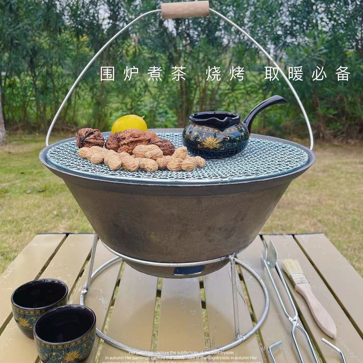 Outdoor Wood Burning Stove and Charcoal Grill for Camping and Picnics