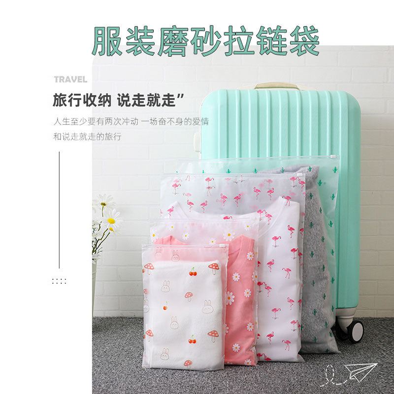 Mushroom Rabbit Frosted Zipper Bags for Clothing Storage and Travel Organization