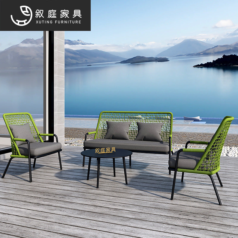 Outdoor Rattan Sofa Set for Patio Balcony Villa Garden Public Area Dining and Reception Furniture