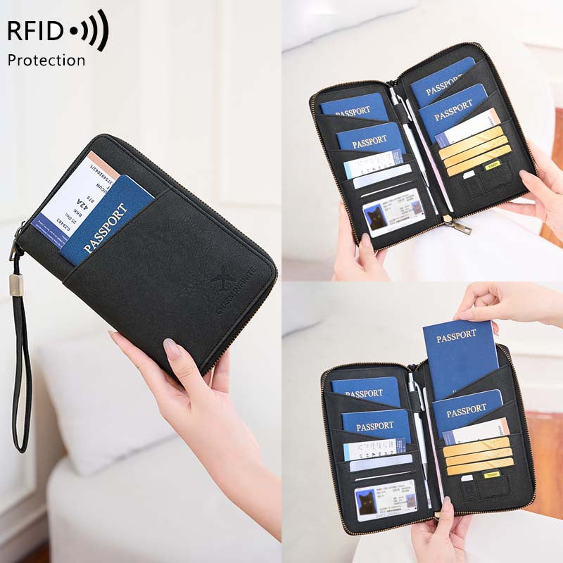 Vintage Large Capacity Passport Holder Travel Wallet with Card Slots