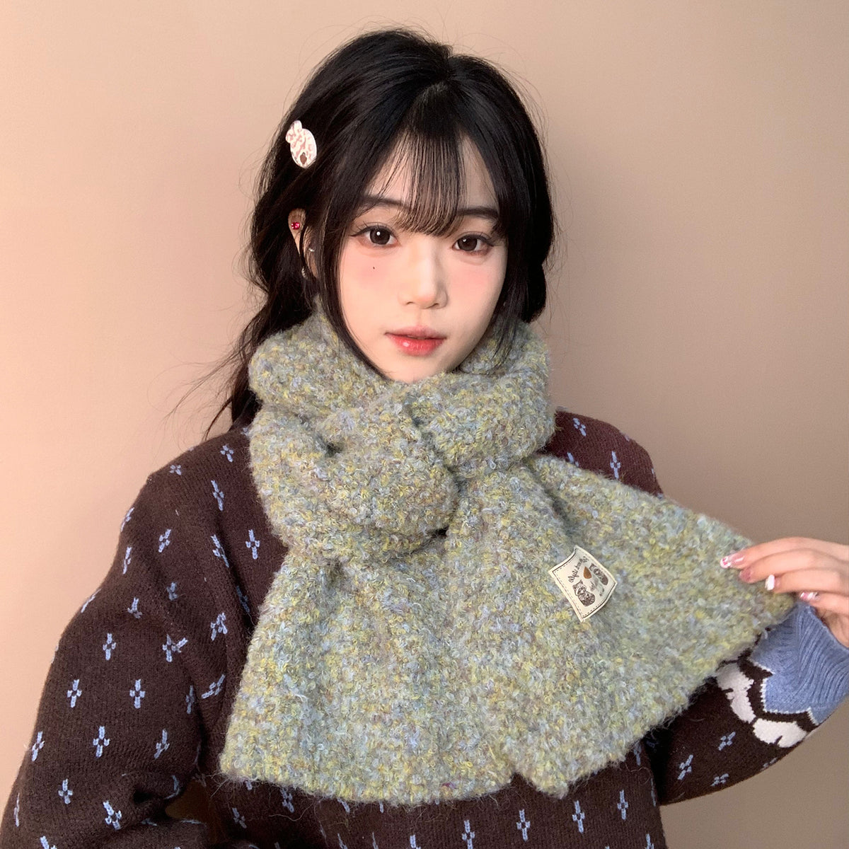 Retro Blended Knit Scarf for Autumn/Winter - Warm & Soft Neck Warmer