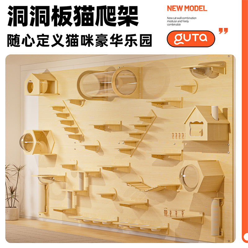 Modular Wall-Mounted Cat Climbing Frame with Tunnel and Perch