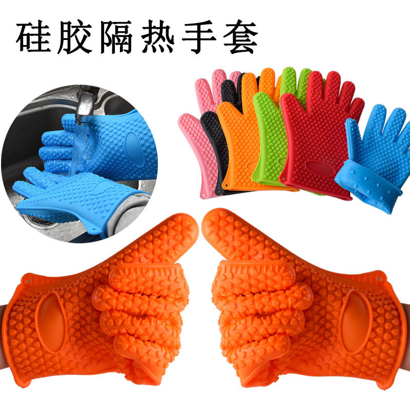 Silicone Heat Resistant Oven Mitts with Heart/Star Pattern for Kitchen Baking & BBQ