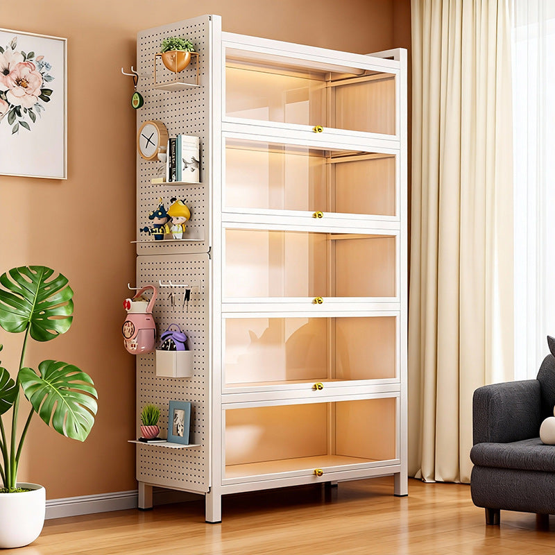 Steel Display Cabinet with Glass Doors for Collectibles and Books, Dustproof Storage Shelf
