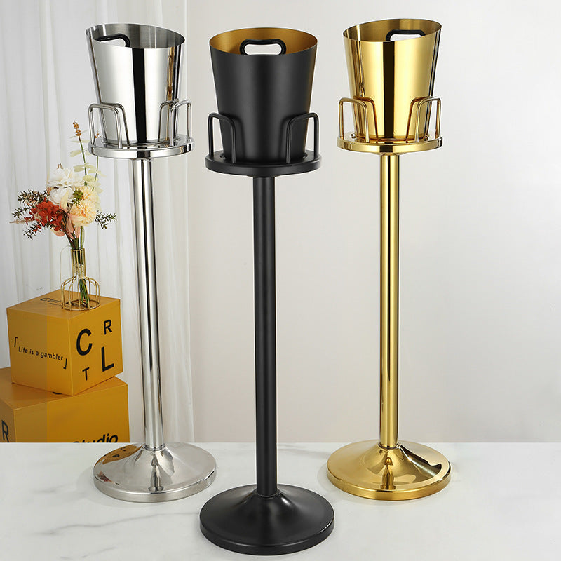 Thickened Stainless Steel Freestanding Ice Bucket with Stand for Bar and Home Decor