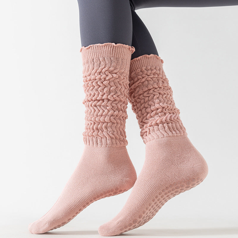 Women's Non-Slip Yoga Pilates Socks with Silicone Grips, High Elasticity, Mid-Calf Length