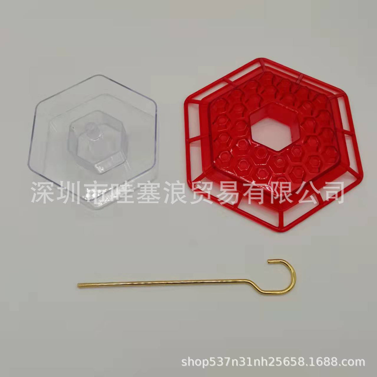 Hummingbird Feeder with Moat, Hexagonal Design, Red