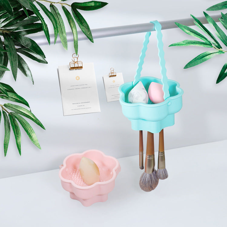 Makeup Brush Cleaner Bowl with Drying Rack and Sponge Holder
