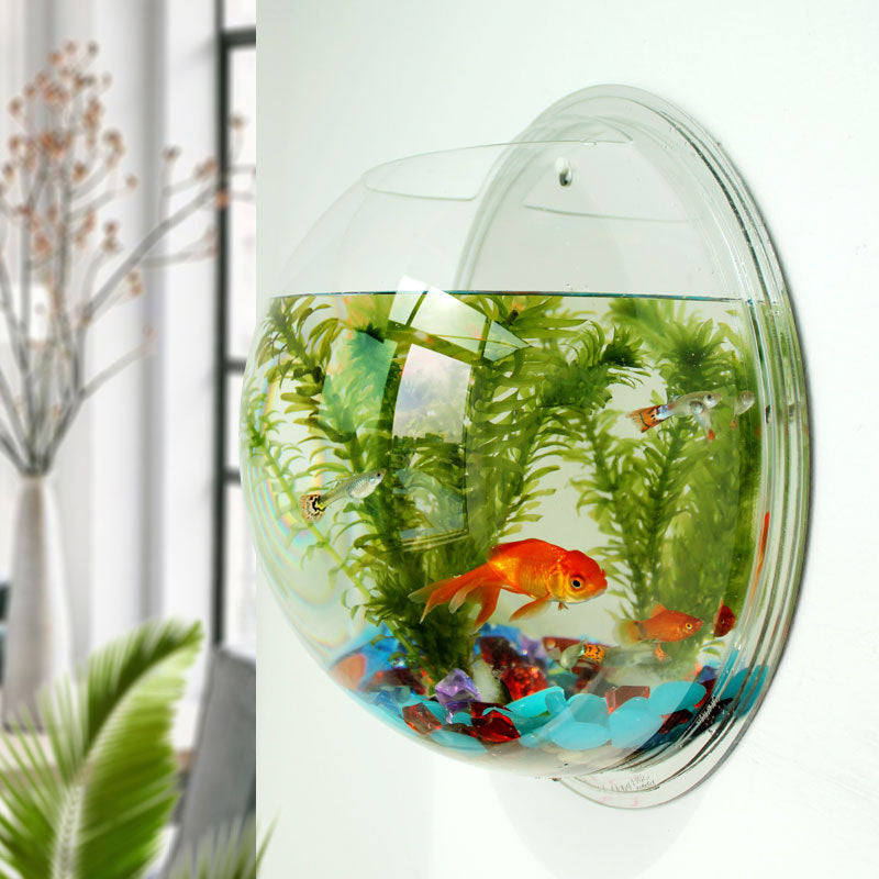 Wall-Mounted Acrylic Fish Tank Mini Round Aquarium for Home Decor