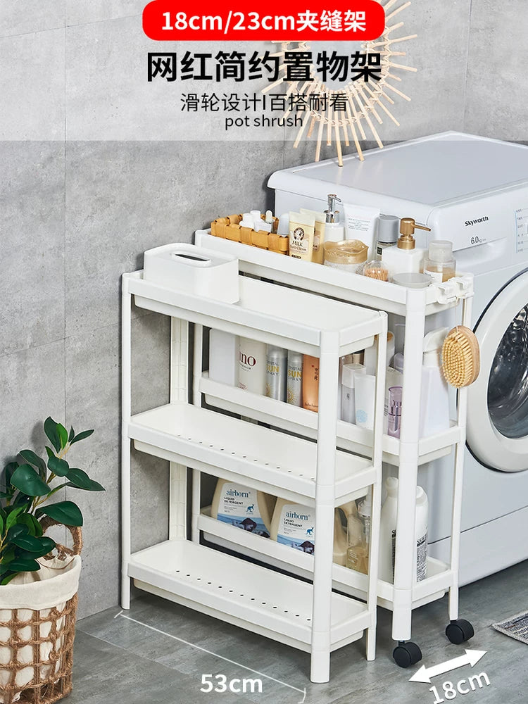 Slim Bathroom Storage Cart with Wheels, Multi-layer Gap Organizer for Toilet and Sink