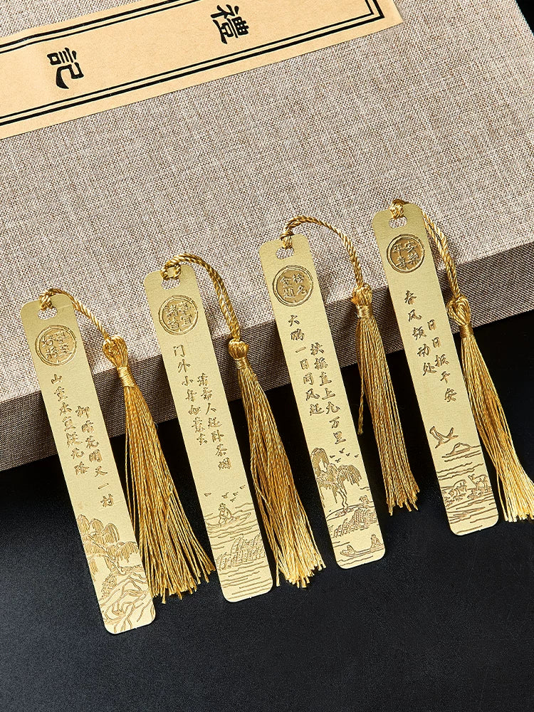 Palace Museum Style Metal Bookmark with Gift Box, Chinese Cultural Souvenir for Students and Teachers