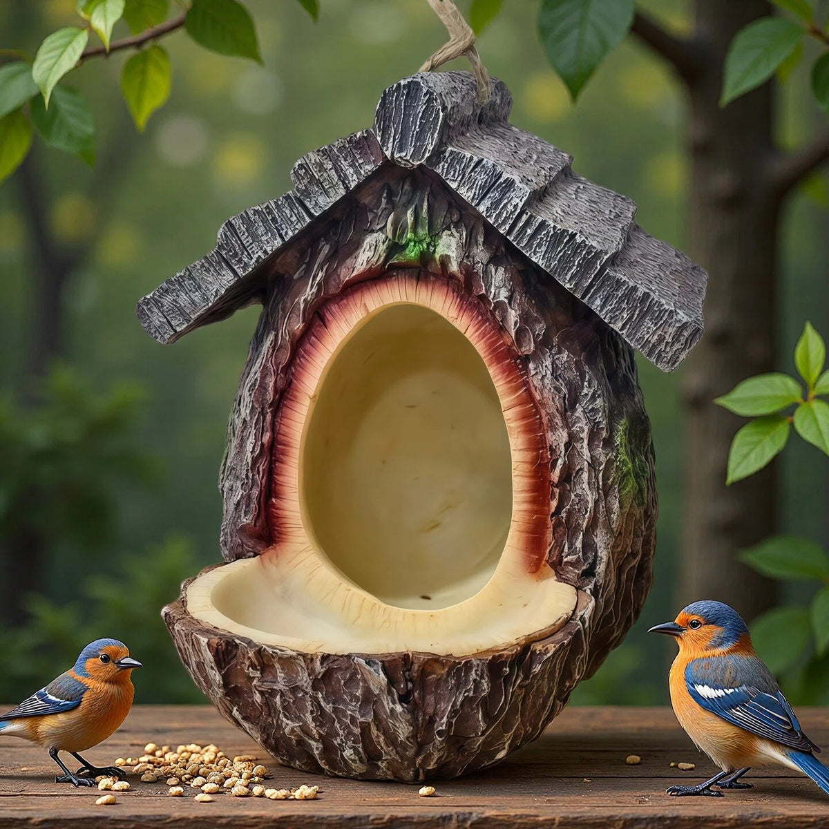 European Garden Hanging Bird Feeder House Resin Craft Ornament